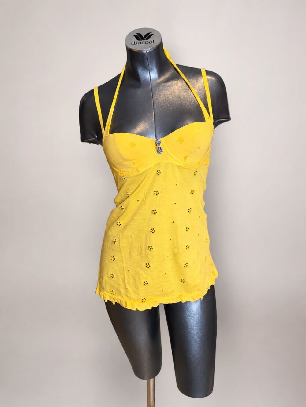 Stunning Verdissima Yellow Halter Tank Top Size 34